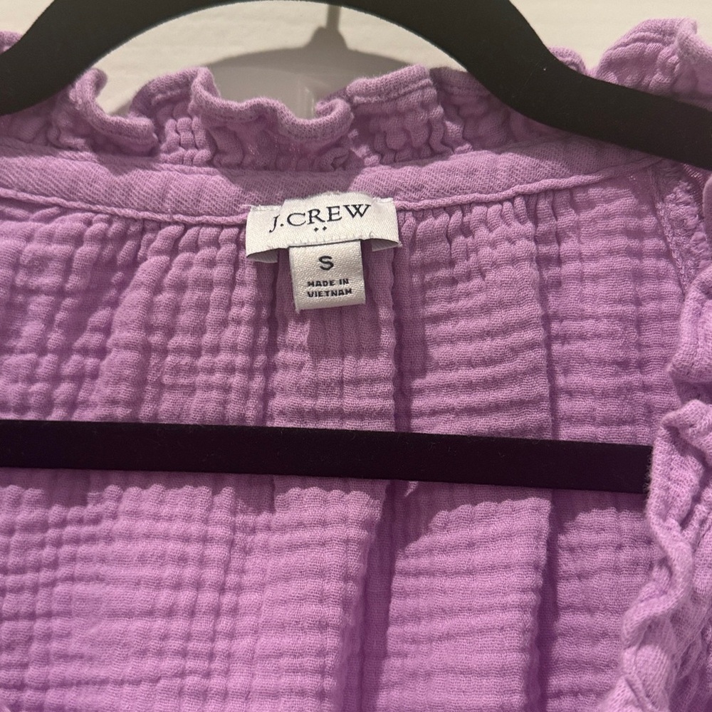 J. Crew Lavender Ruffle Top - Picture 2 of 2